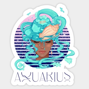 Aquarius Zodiac Sign | Circle Beautiful Girl Sticker